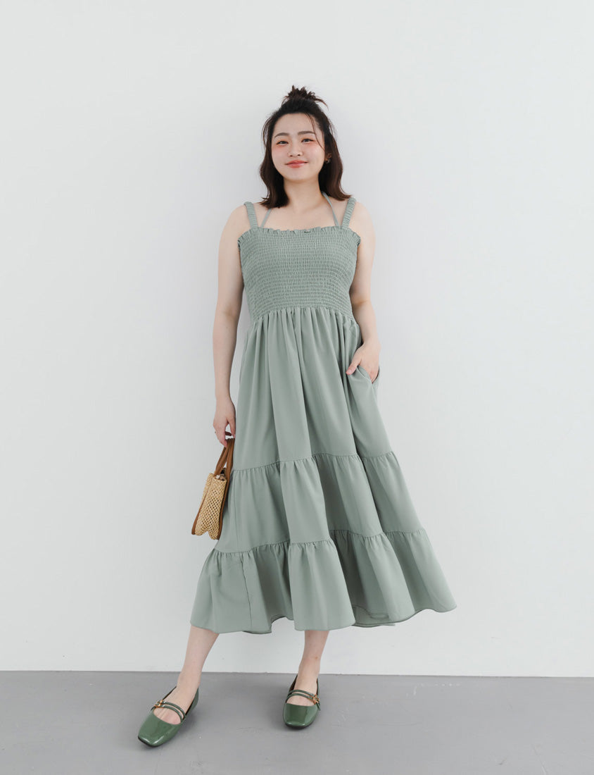 Ruffle Trim Smocked Tiered Plus Size Maxi Dress