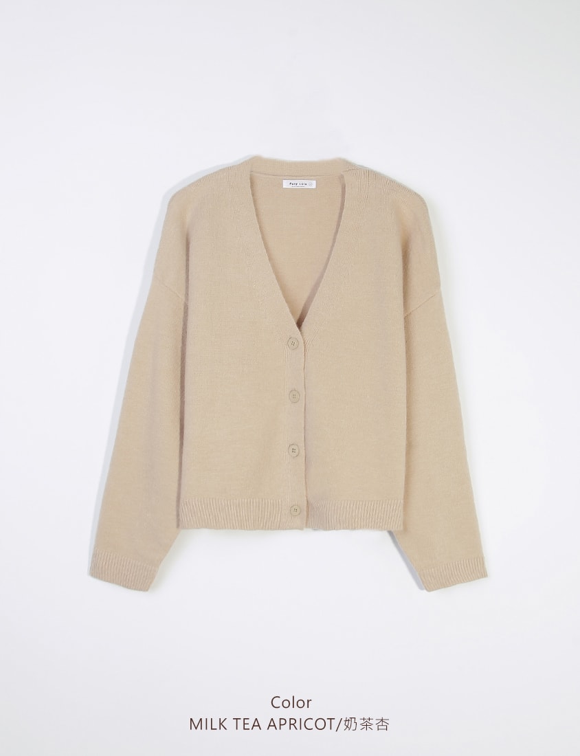 Classic V-Neck Multicolor Cropped Plus Size Knit Cardigan