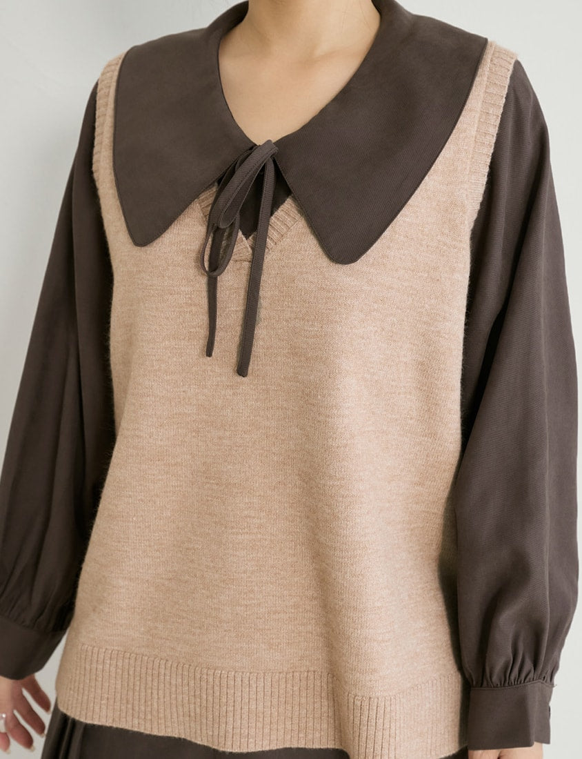 Versatile Multicolor V-Neck Cropped Plus Size Knit Vest