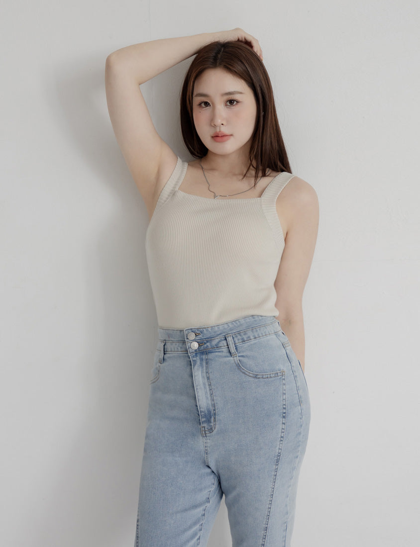 MISS. Ice Silk Lyocell Bra Bulges Support Knit Plus Size Tank Top