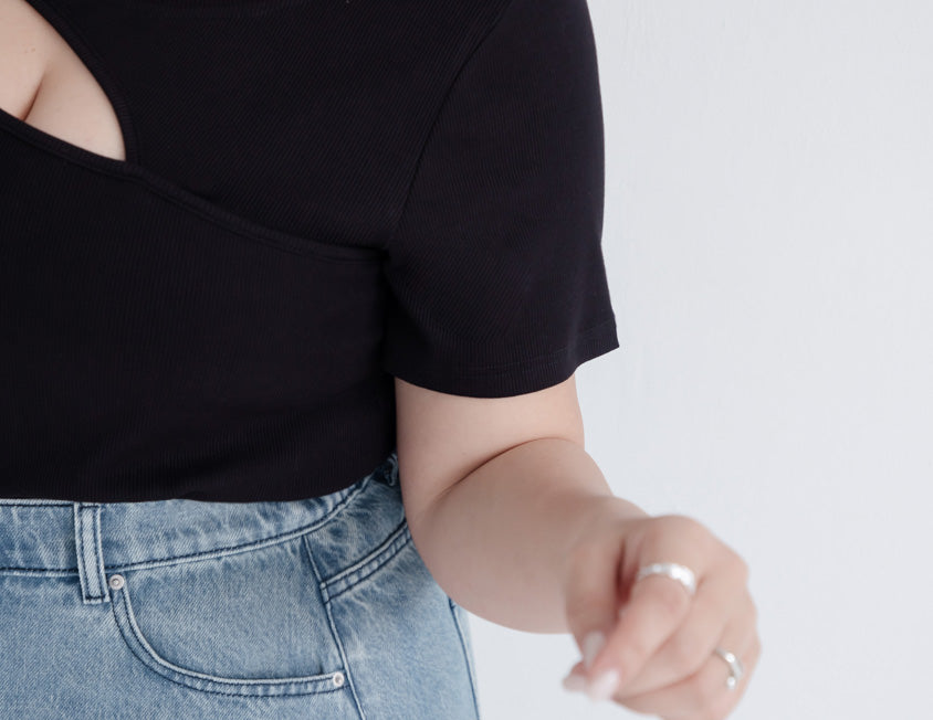 MUA! Sexy Cut-out Ribbed Plus Size Top