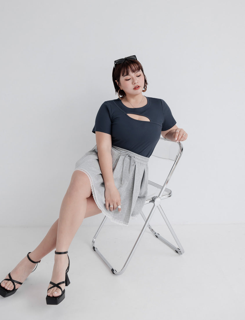 MUA! Sexy Cut-out Ribbed Plus Size Top