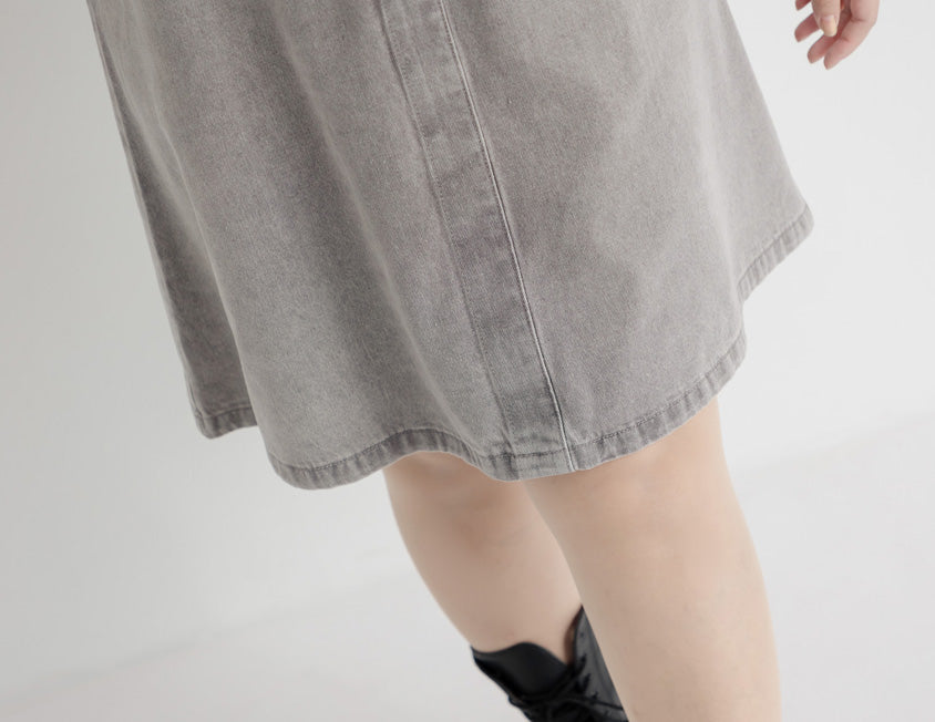 Versatile A-Line Denim Plus Size Shirt Dress