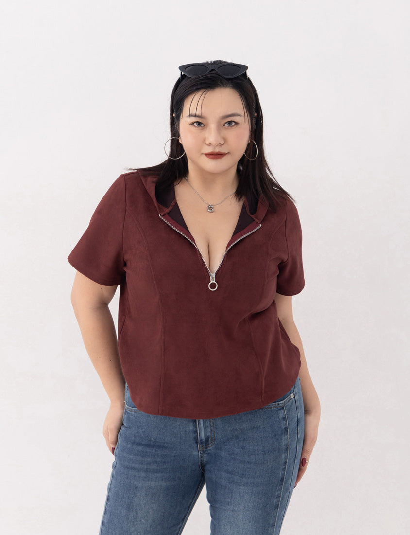 MUA! Suede Zip-Up Plus Size Hoodie