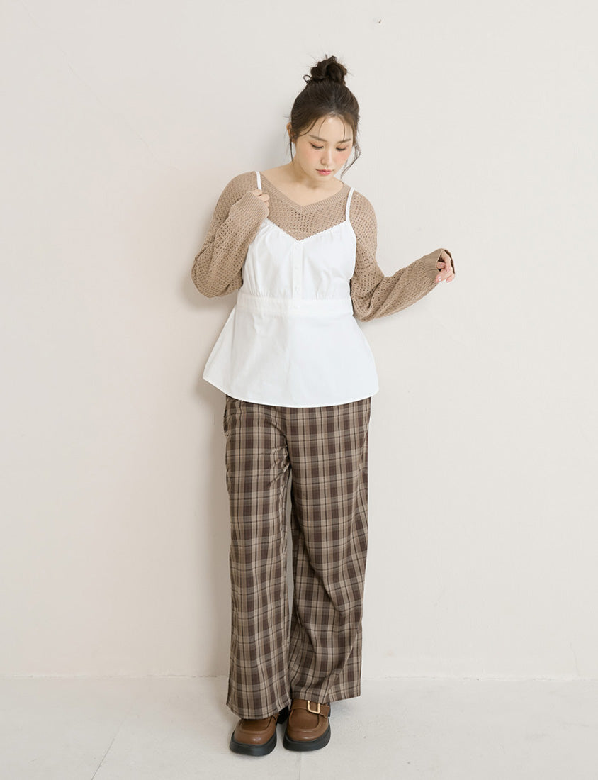 Lace V-Neck Adjustable Waist Plus Size Tank Top