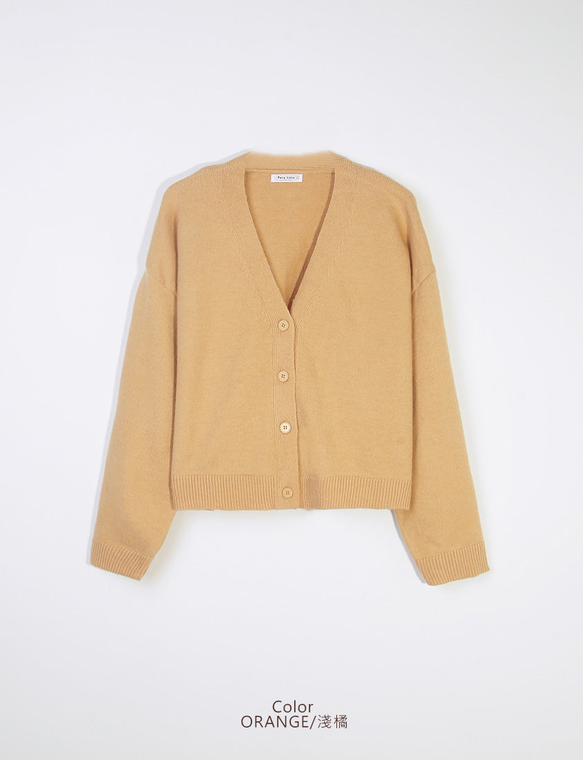 Classic V-Neck Multicolor Cropped Plus Size Knit Cardigan