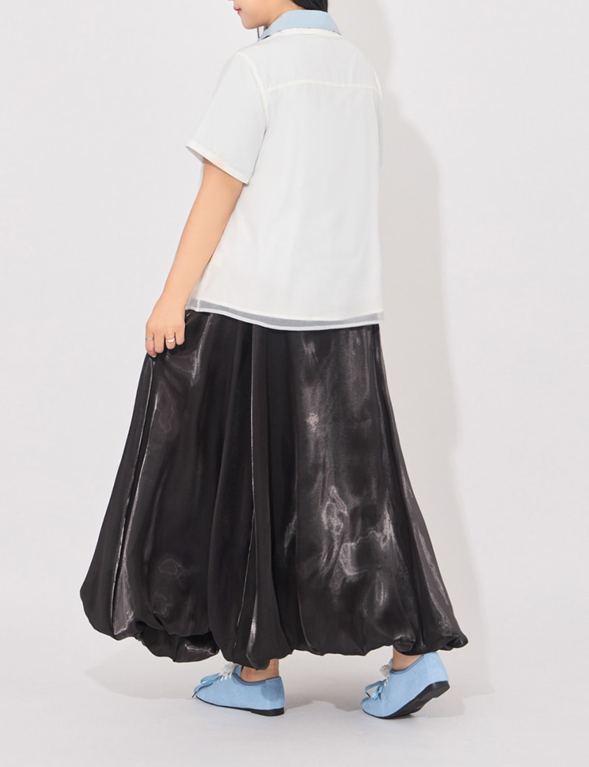MORE U Airy Glossy Plus Size Bubble Skirt
