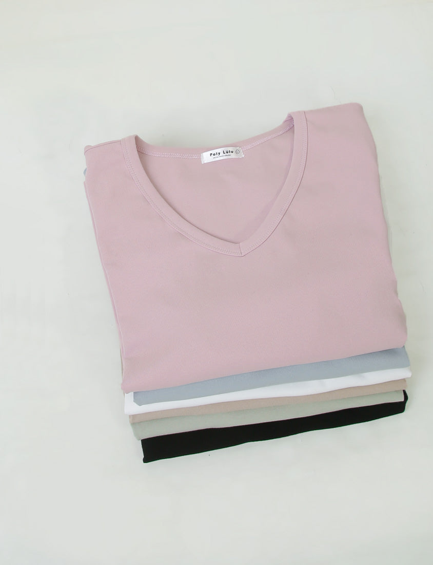 V-Neck Multicolor Plus Size Comfy Slim Tee