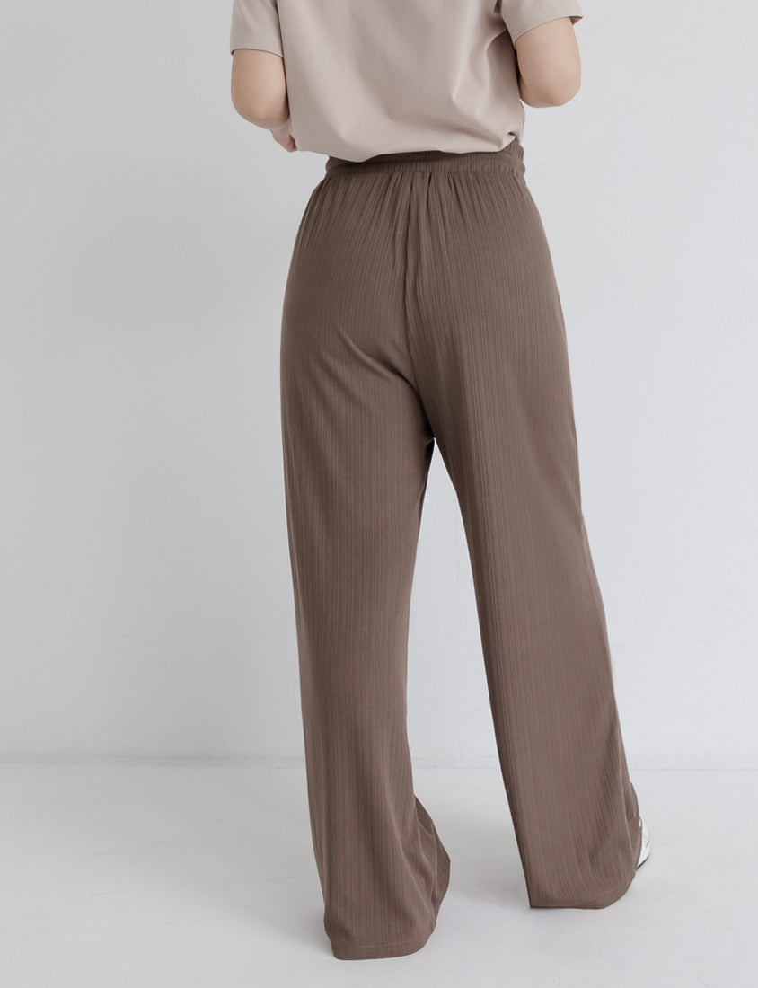 Hip-Contouring Comfy Ribbed Slimming Plus Size Wide Leg Pants