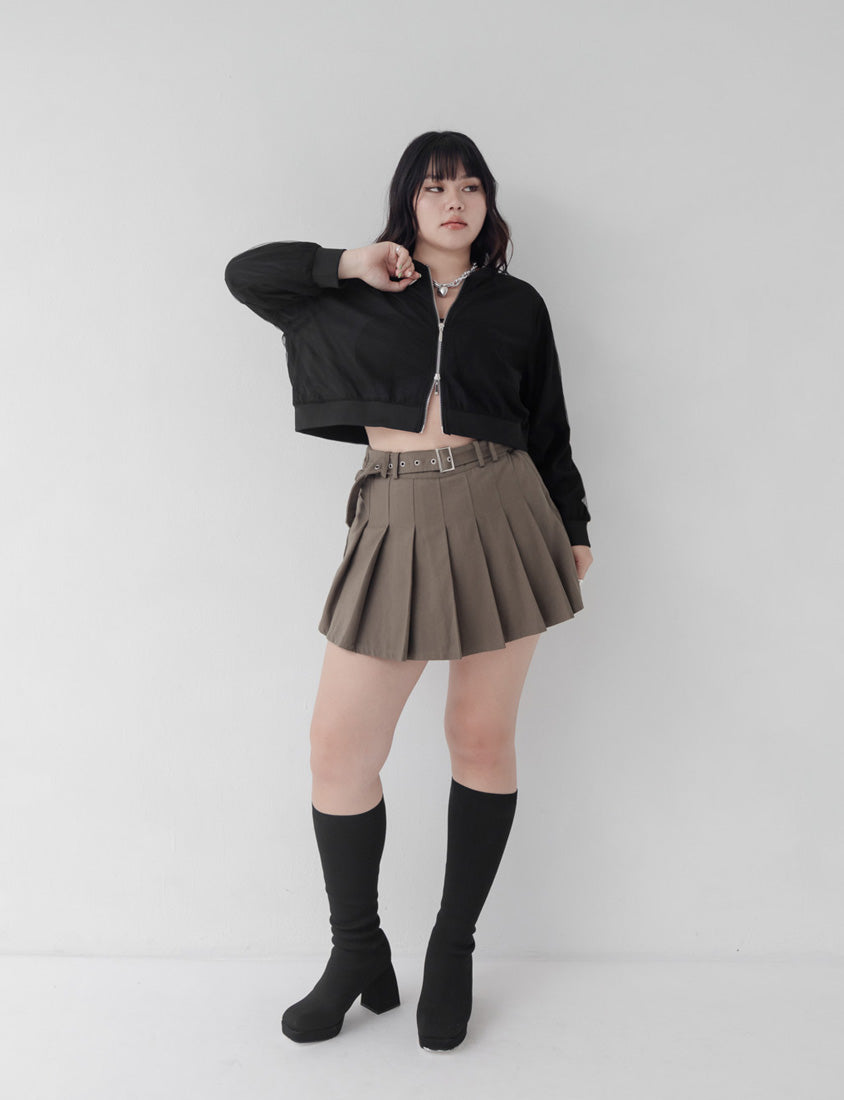 MUA! Sheer Chiffon Dual-Zip Plus Size Bomber Jacket