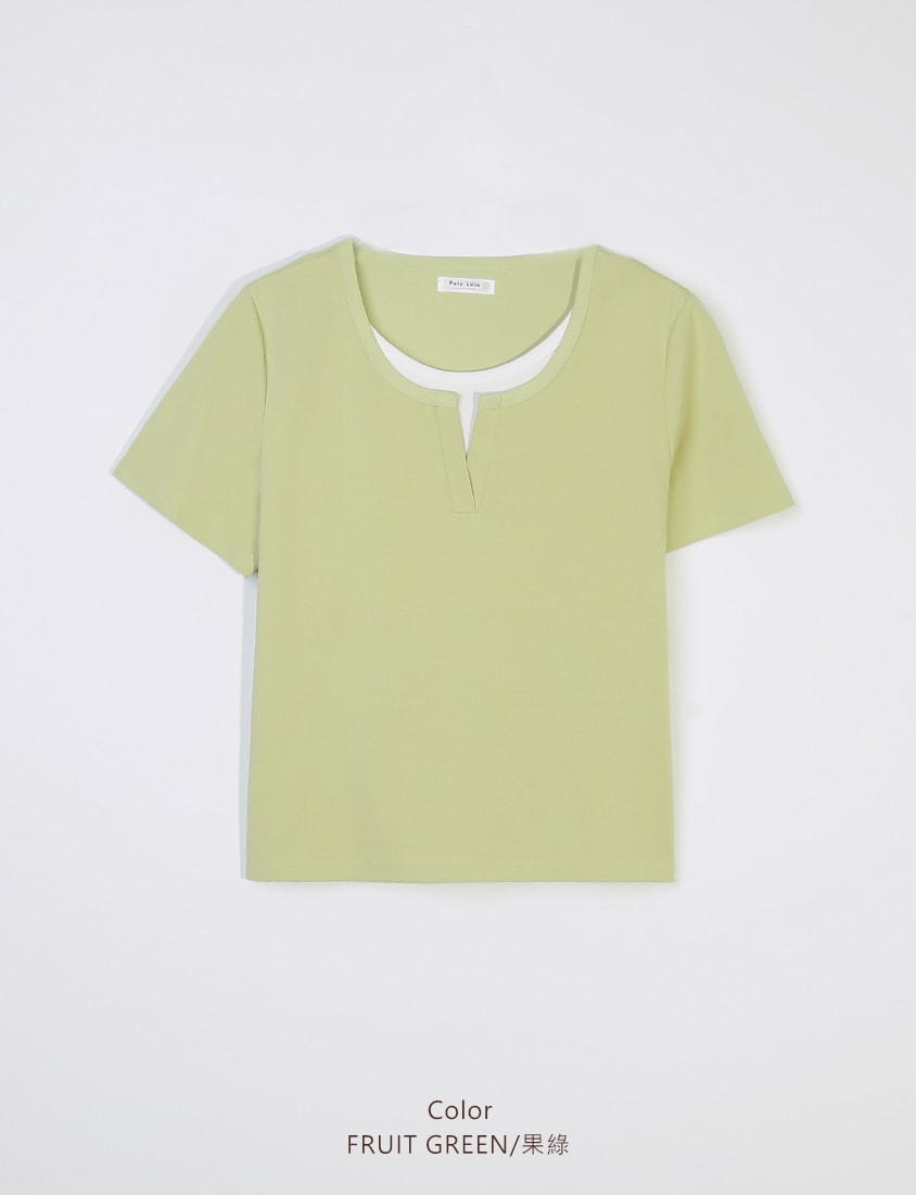 Versatile V-Neck Faux Two Piece Plus Size Tee