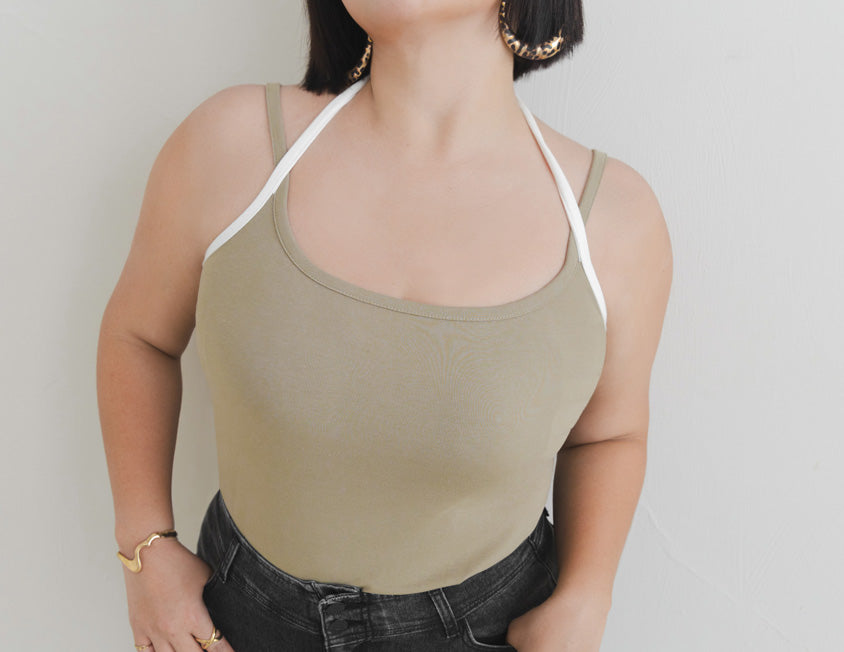 MUA! Chic Contrast Plus-Size Halter Neck Tank