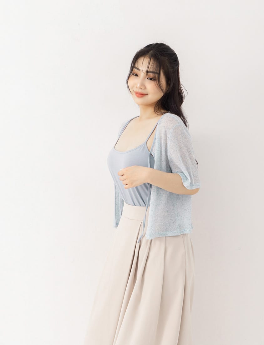 Elegant Pleated Back Elastic Waist Plus Size Chiffon Skort