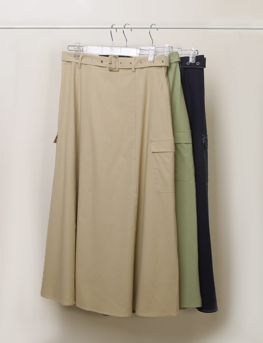 Soft Cotton Linen Stitch A-Line Plus Size Maxi Skirt (with Belt)