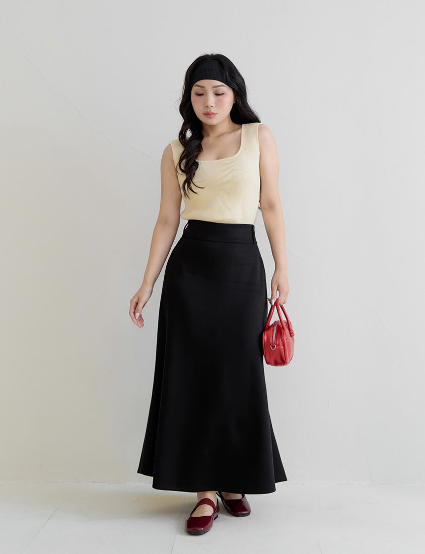 Square Neck Wide Straps Bra Bulges Support Knit Plus Size Tank Top