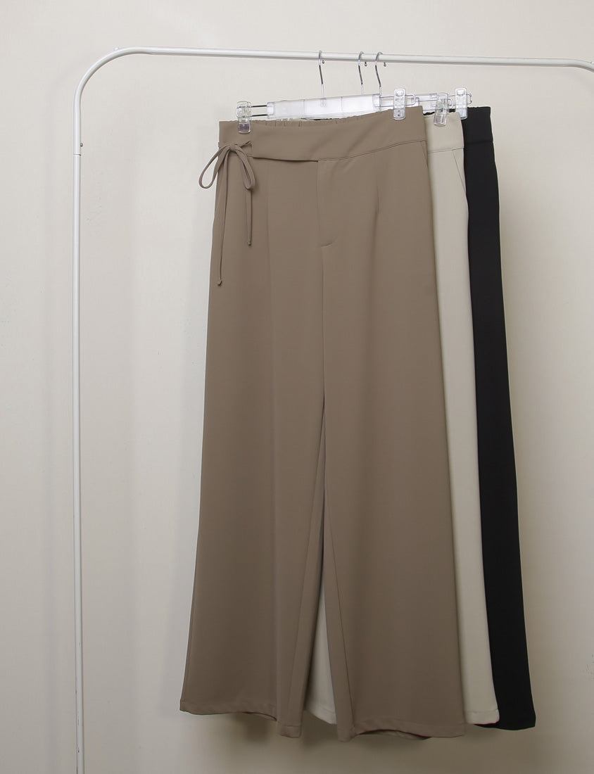 MISS. Lightweight Cooling Waist Tie Straight Leg Plus Size Tailored Pants