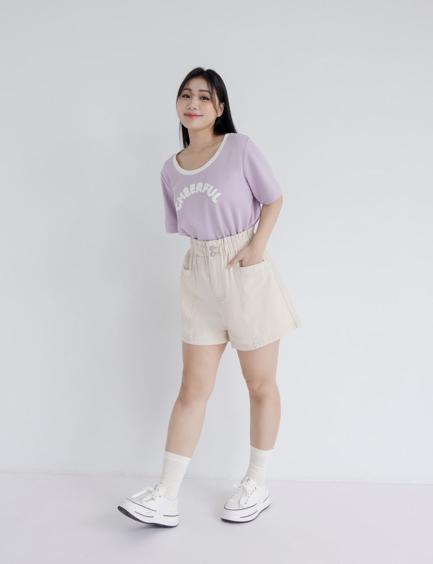 CHEERFUL Fuzzy Color-Block Plus Size Tee
