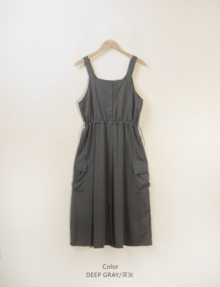 Chic Cargo Pocket Plus Size Overall Dress