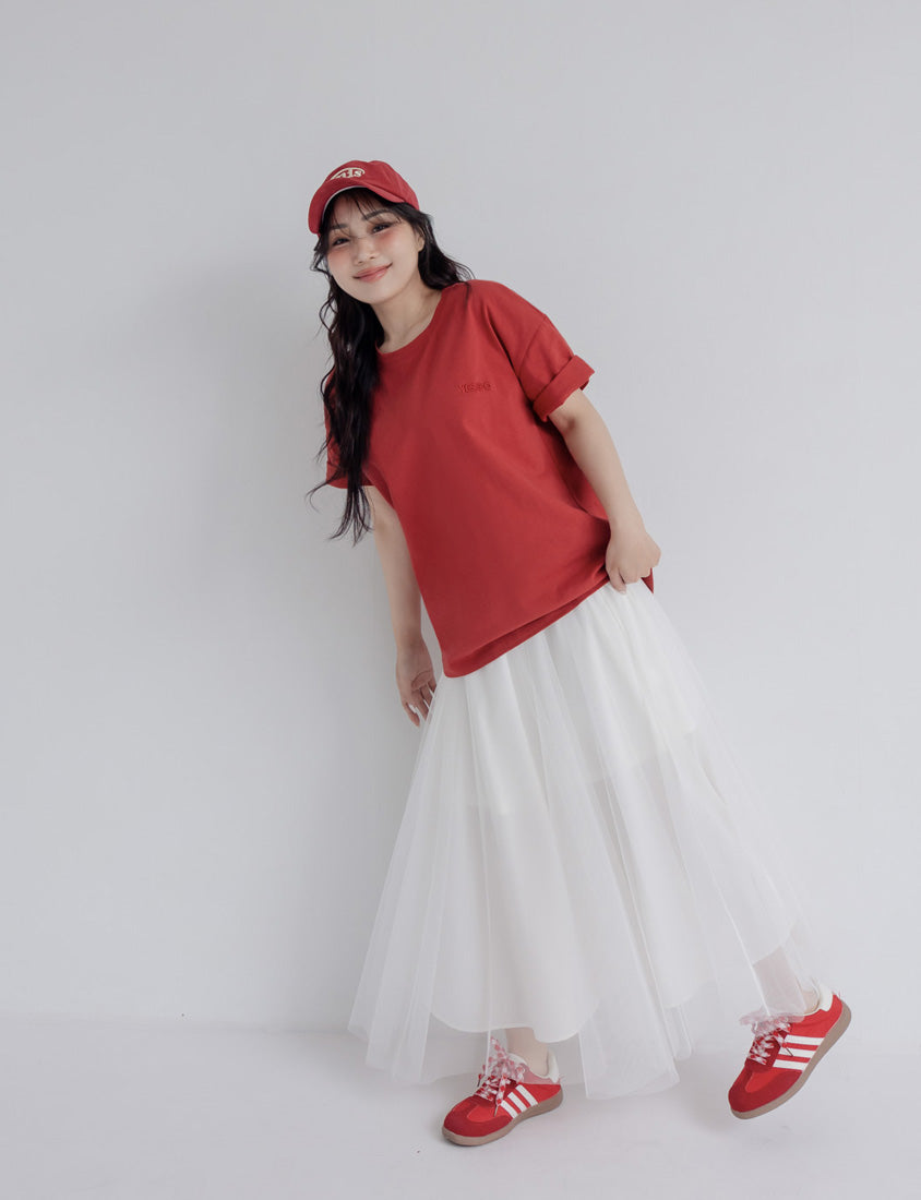 Romantic Layered Flowing Elastic Waist Plus Size Tulle Skirt
