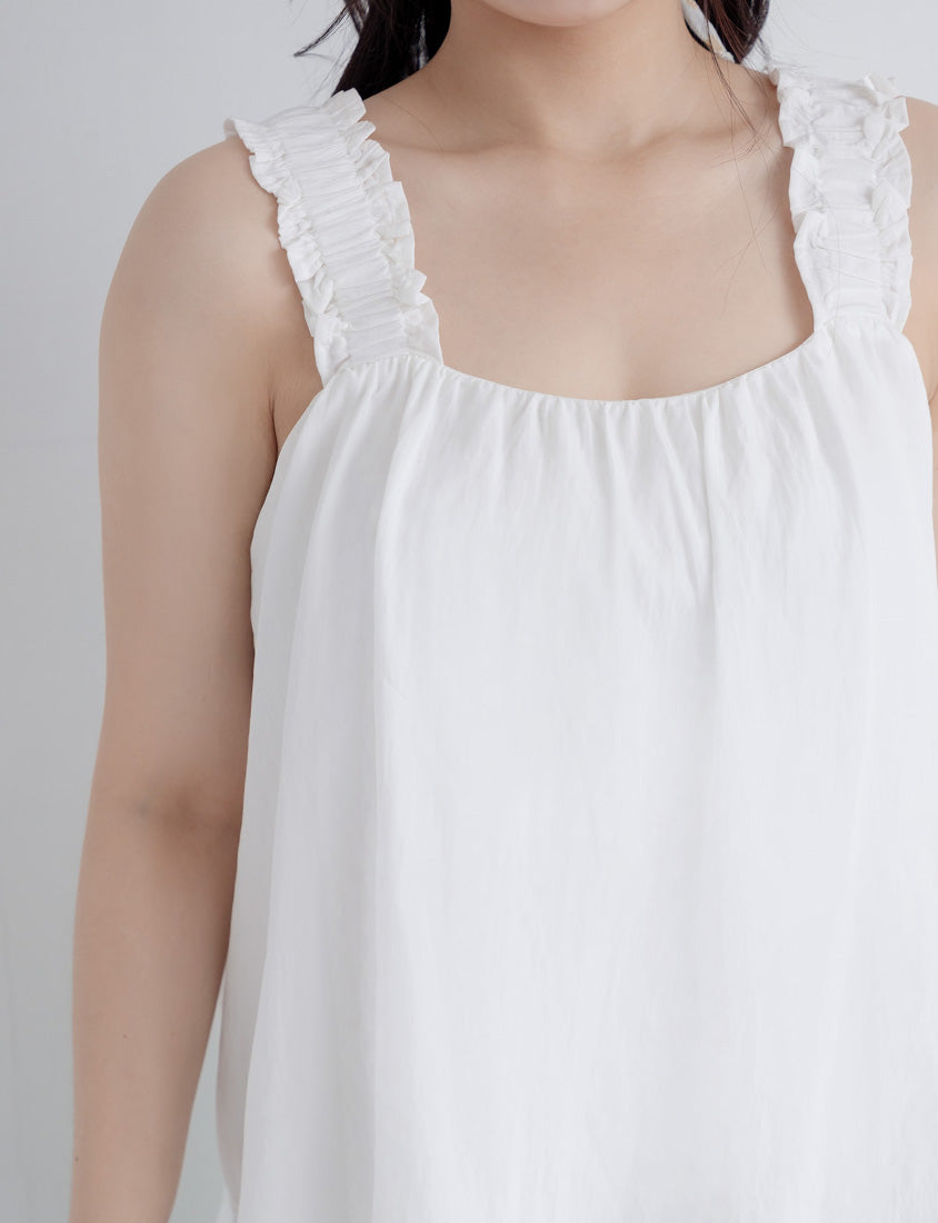 Summer Crinkled Double Layer Flounce Plus Size Top