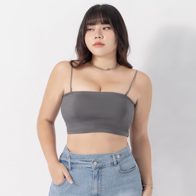 Pobra. Removable Padded Silky Milk Plus Size Bandeau BRATOP