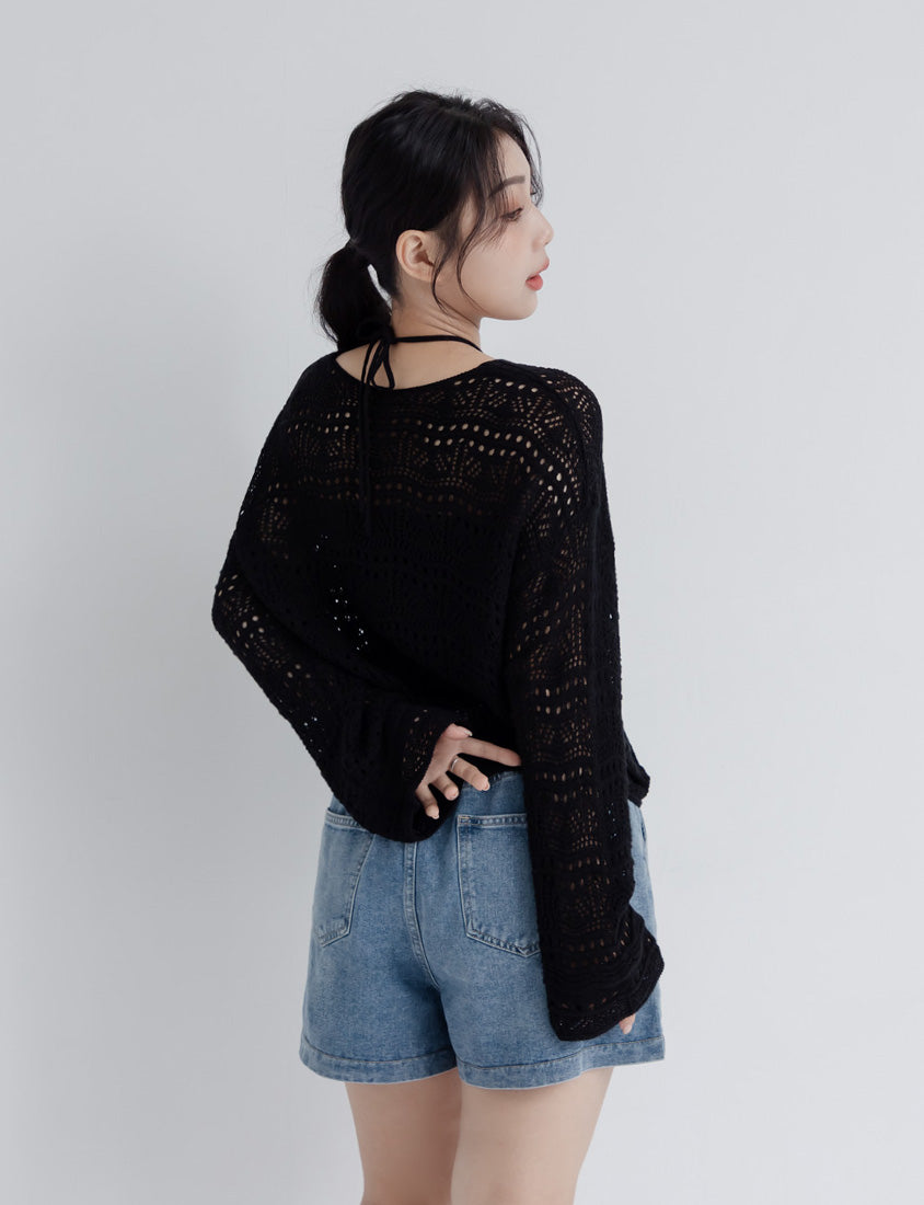 Two-Way Front-Tie Drawstring Plus Size Knit Top