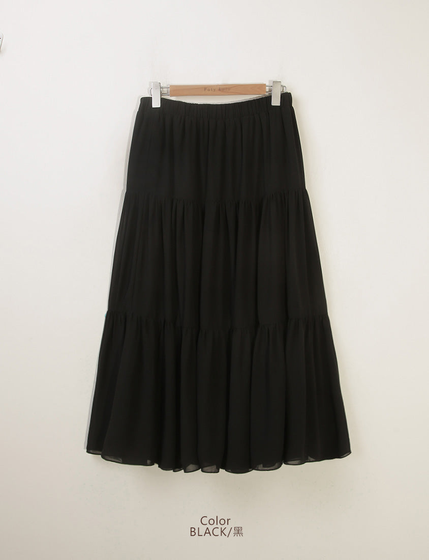 Multi-Layered Romantic Plus Size Chiffon Skirt