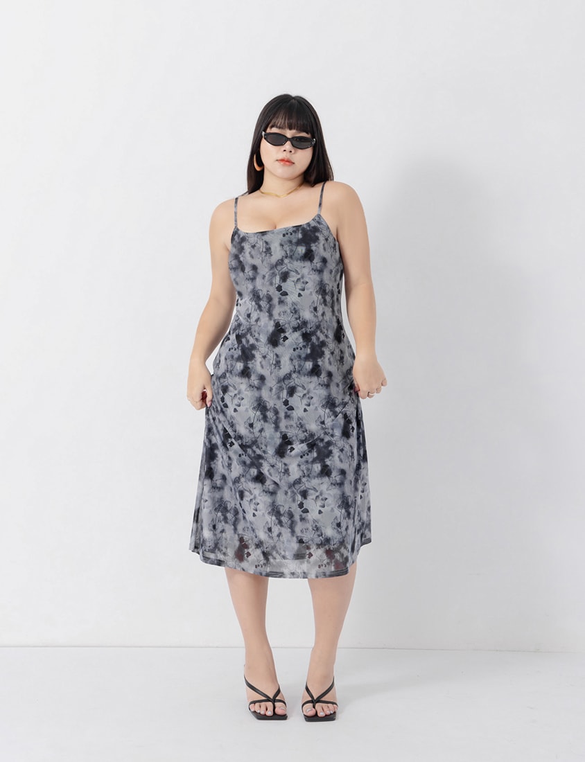 MUA! Sheer Adjustable Tie-Dye Plus Size Maxi Dress
