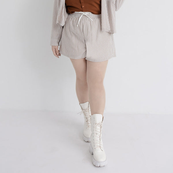 Bubble Stripe Layered-Look Plus Size Shorts