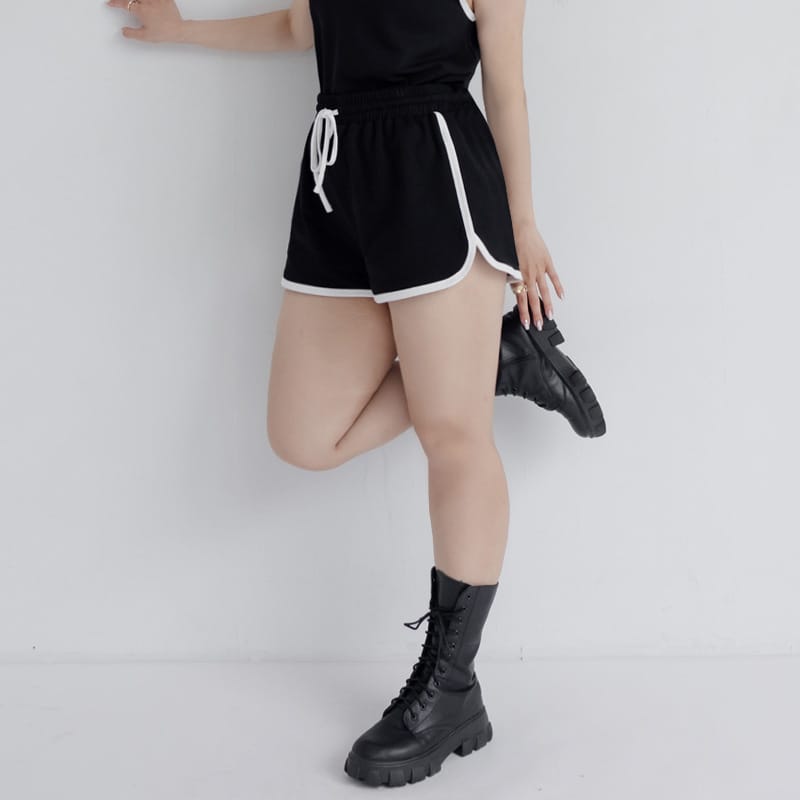 MUA! Sporty High-Waist Tie Plus Size Shorts