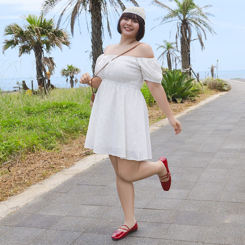 Cottagecore Two Way Floral Puff Sleeve Plus Size Mini Dress