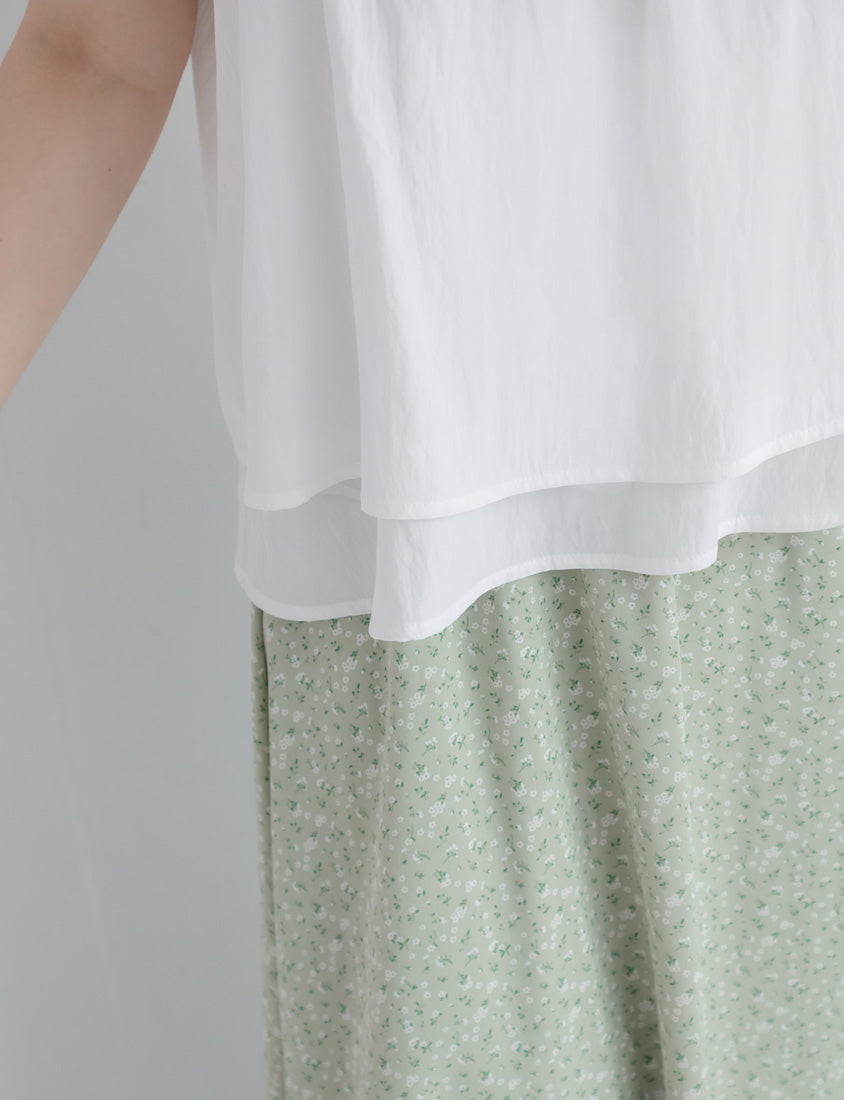 Summer Crinkled Double Layer Flounce Plus Size Top