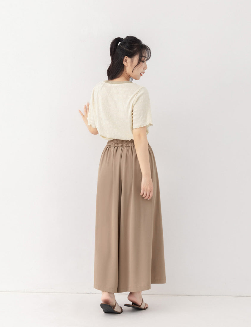 Elegant Pleated Back Elastic Waist Plus Size Chiffon Skort