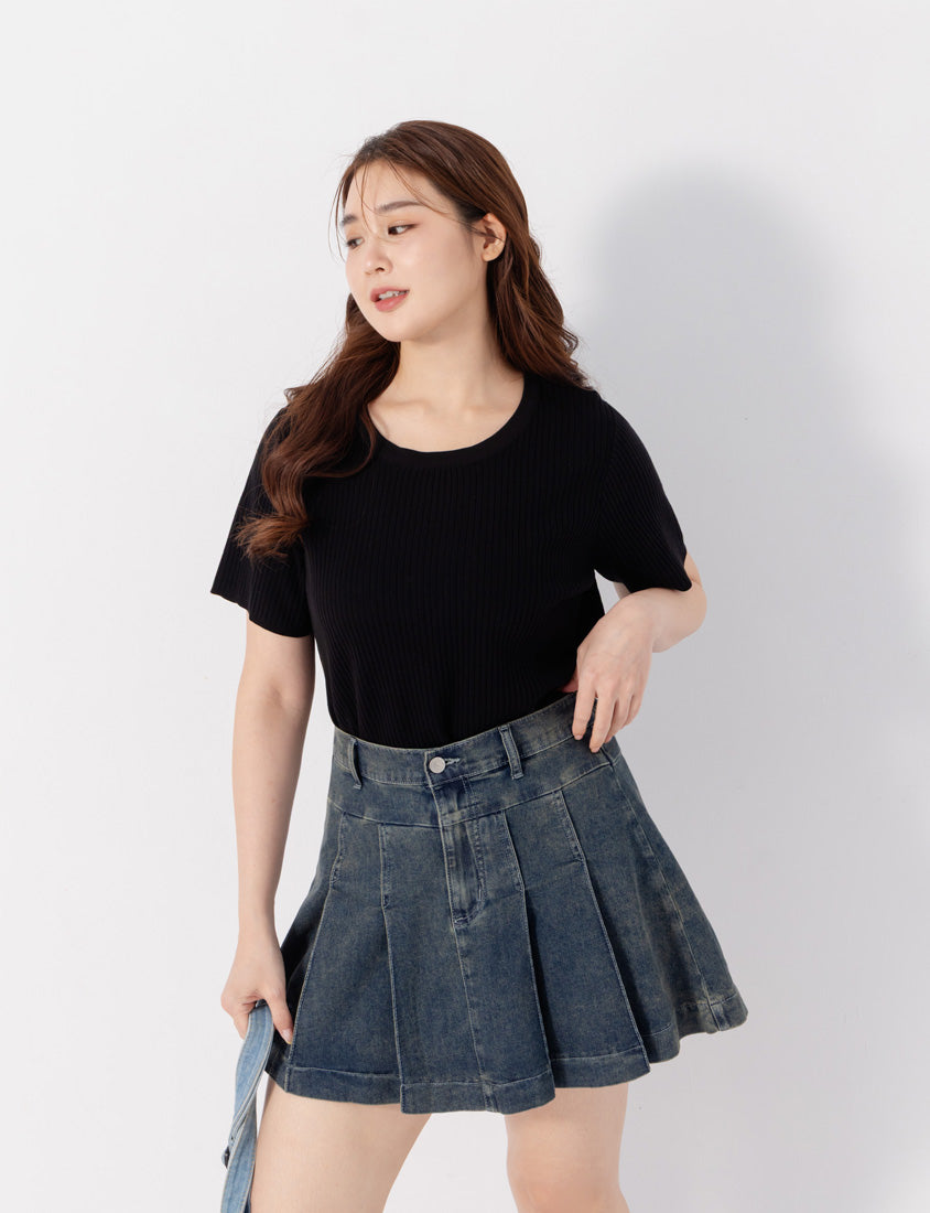 Cooling Lyocell Knit Plus Size Short Sleeve Top