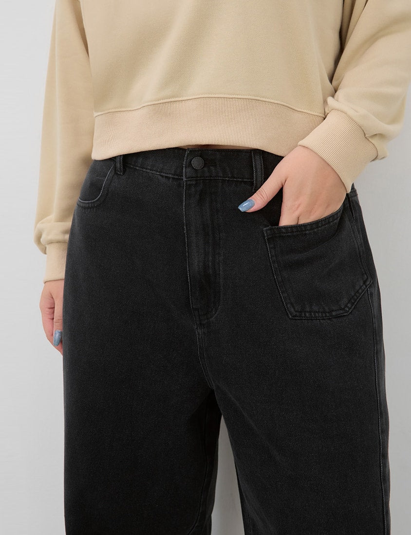 Gradient Wash Elastic Back Waist Plus Size Tapered Jeans