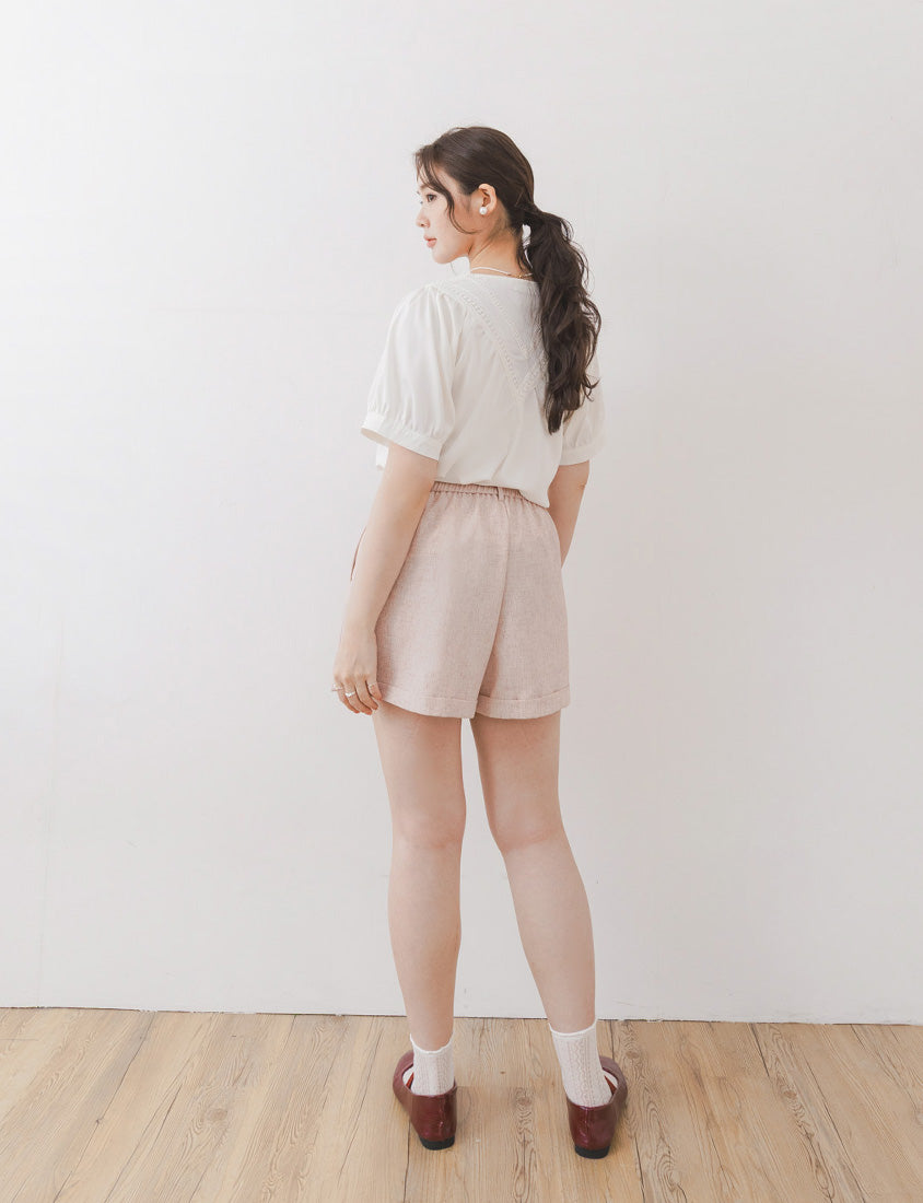 MISS. Wrinkle-Resistant Skin-Friendly Linen Cuffed Plus Size Shorts
