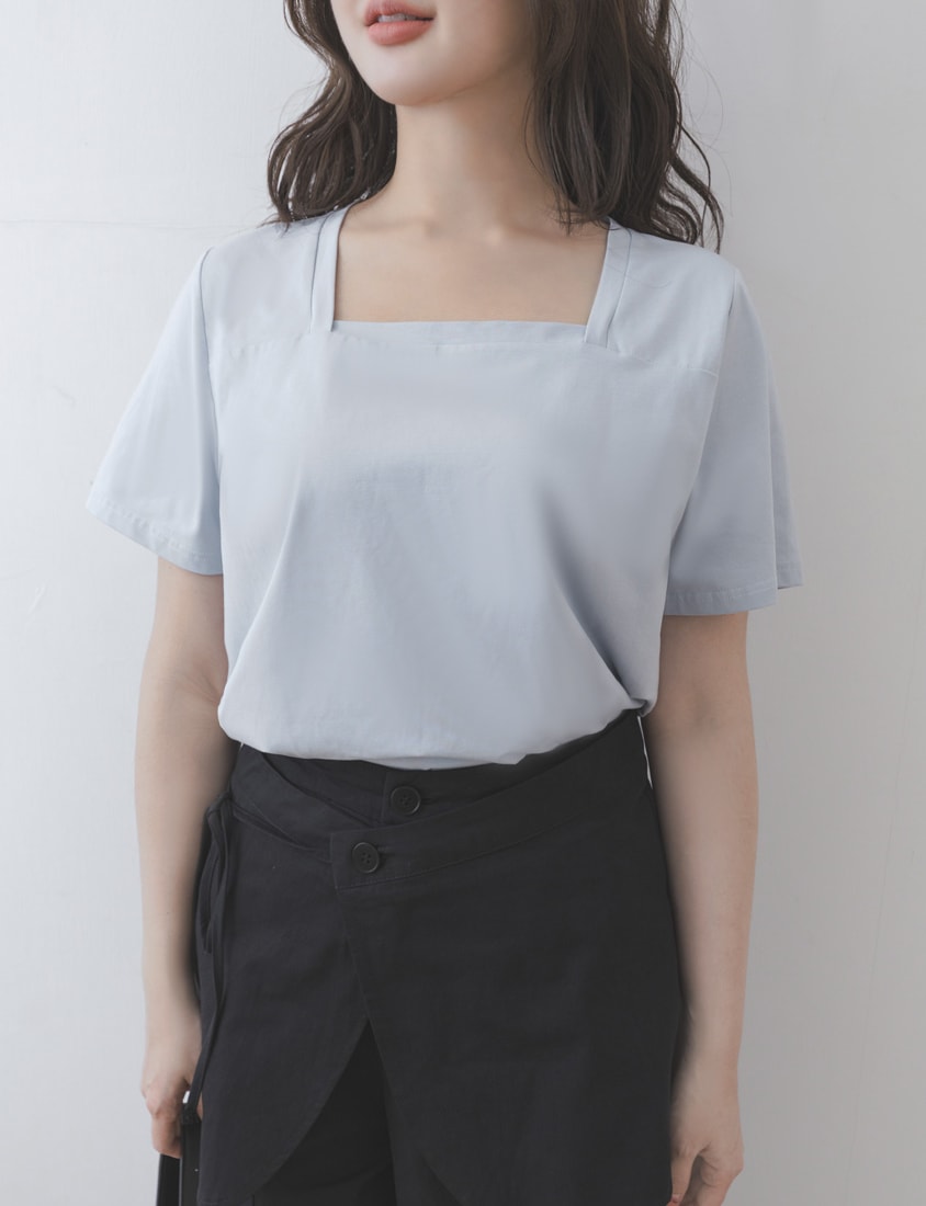 Airy Cooling Square-Neck Ice Porcelain Cotton Plus Size Tee