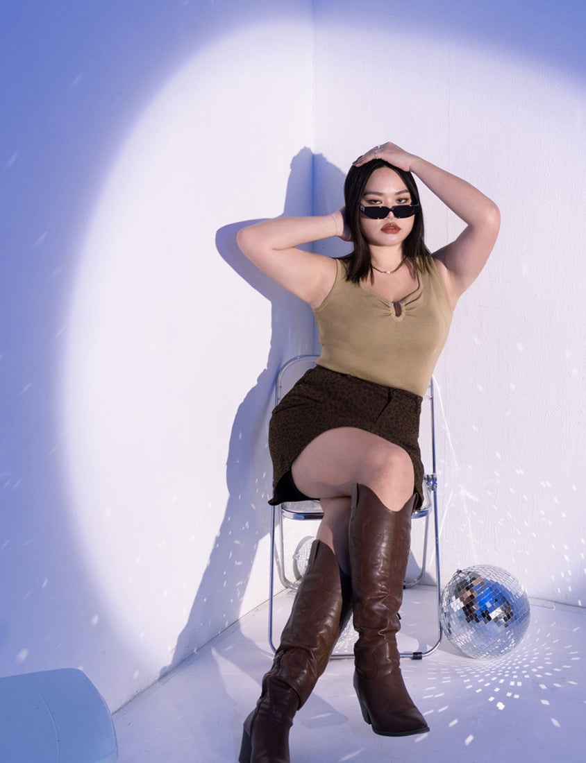 MUA! Sexy Ruched Knit Ring-Detail Plus Size Knit Cami