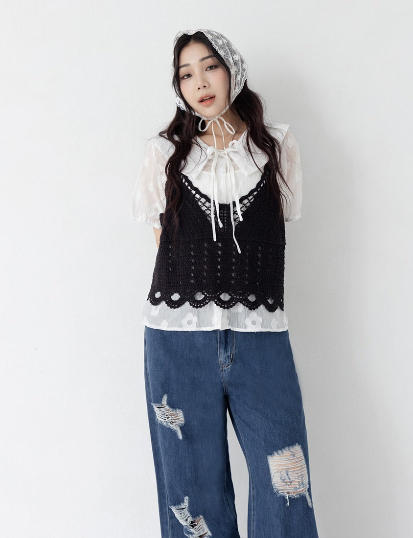Versatile Crochet Knit Plus Size Vest