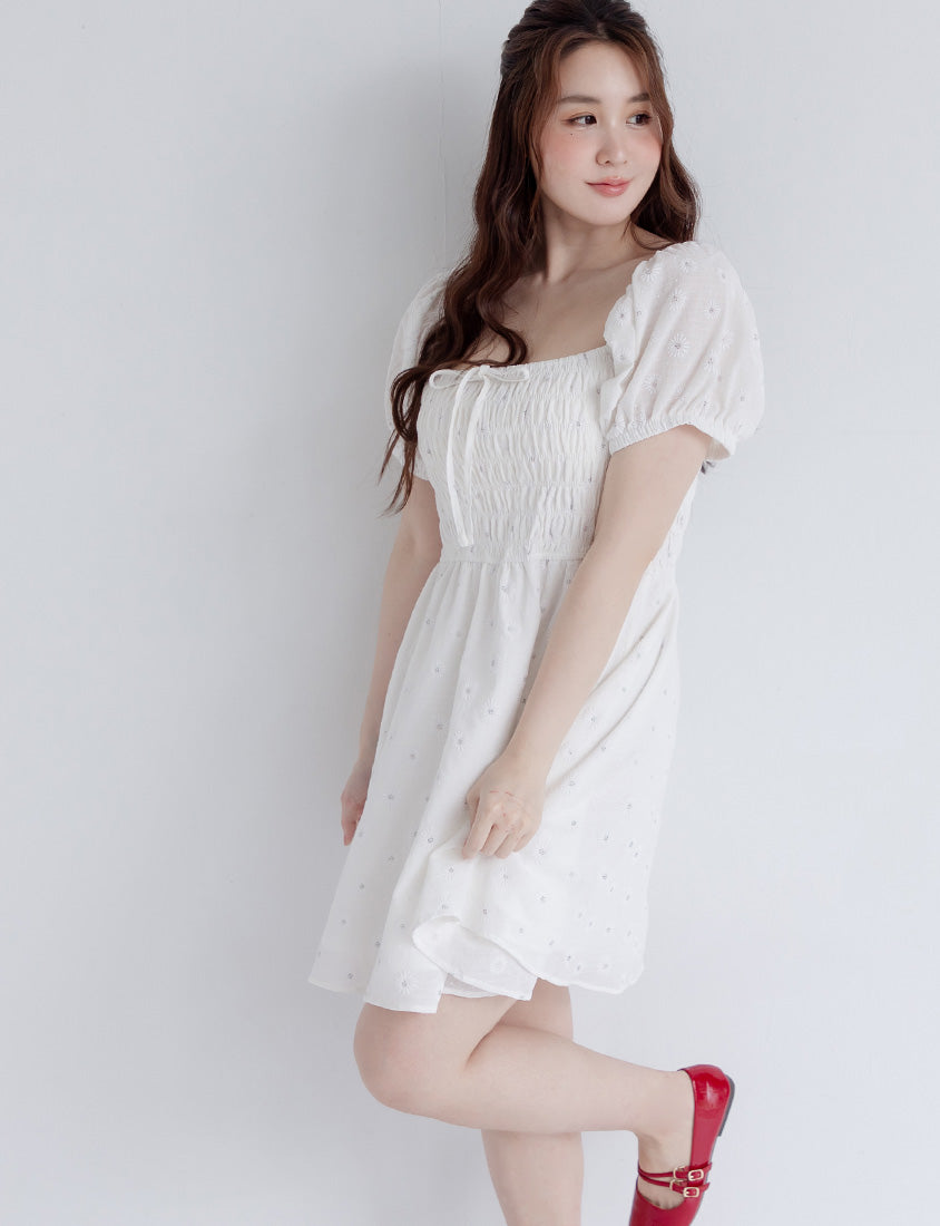 Cottagecore Two Way Floral Puff Sleeve Plus Size Mini Dress