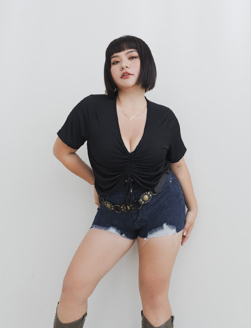 MUA! Edgy Raw-Hem Distressed Plus Size Denim Shorts