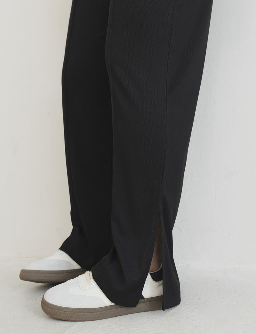 MUA! Ribbed Slimming Slit-Hem Plus Size Pants