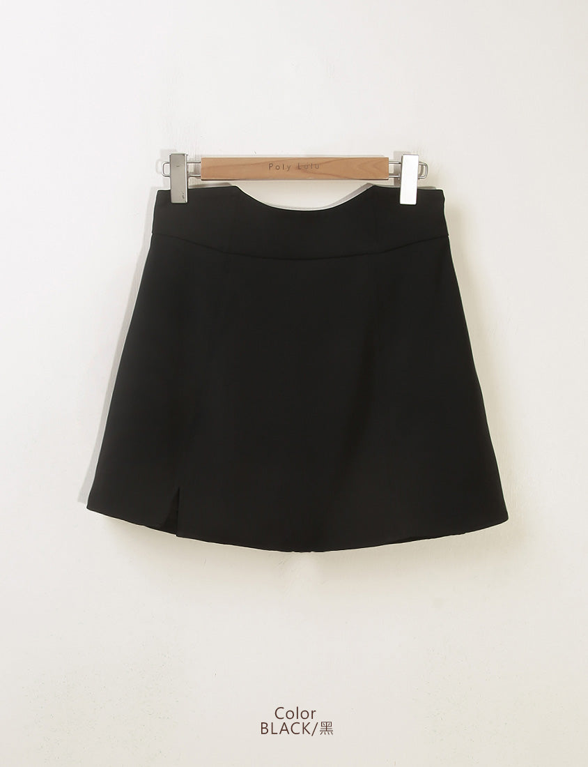 MISS. Ultra Waist-Sculpting Boned Back Elastic Slit Plus Size Mini Skirt (With Shorts)