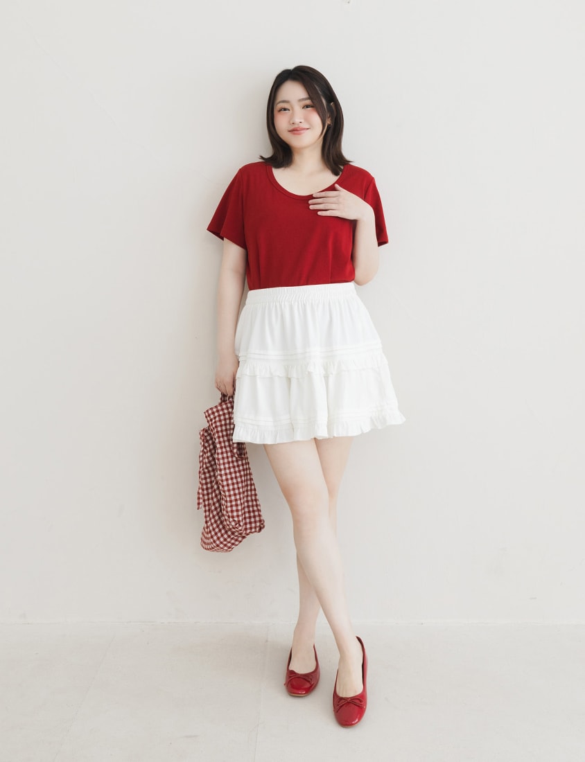 U-Neck Multicolor Plus Size Comfy Slim Tee