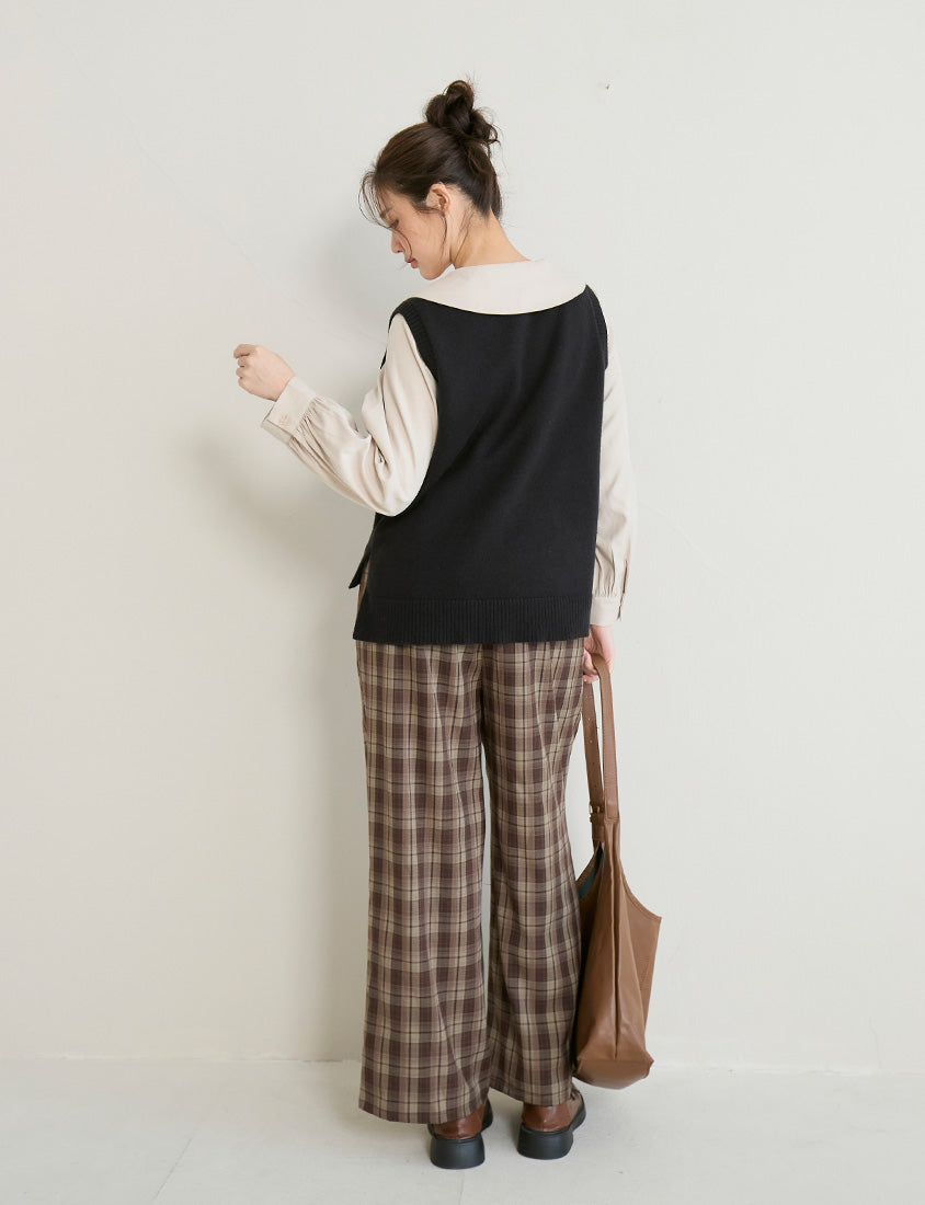 Versatile Multicolor V-Neck Cropped Plus Size Knit Vest