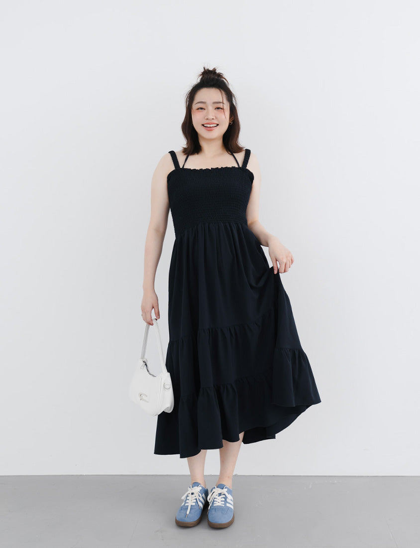 Ruffle Trim Smocked Tiered Plus Size Maxi Dress