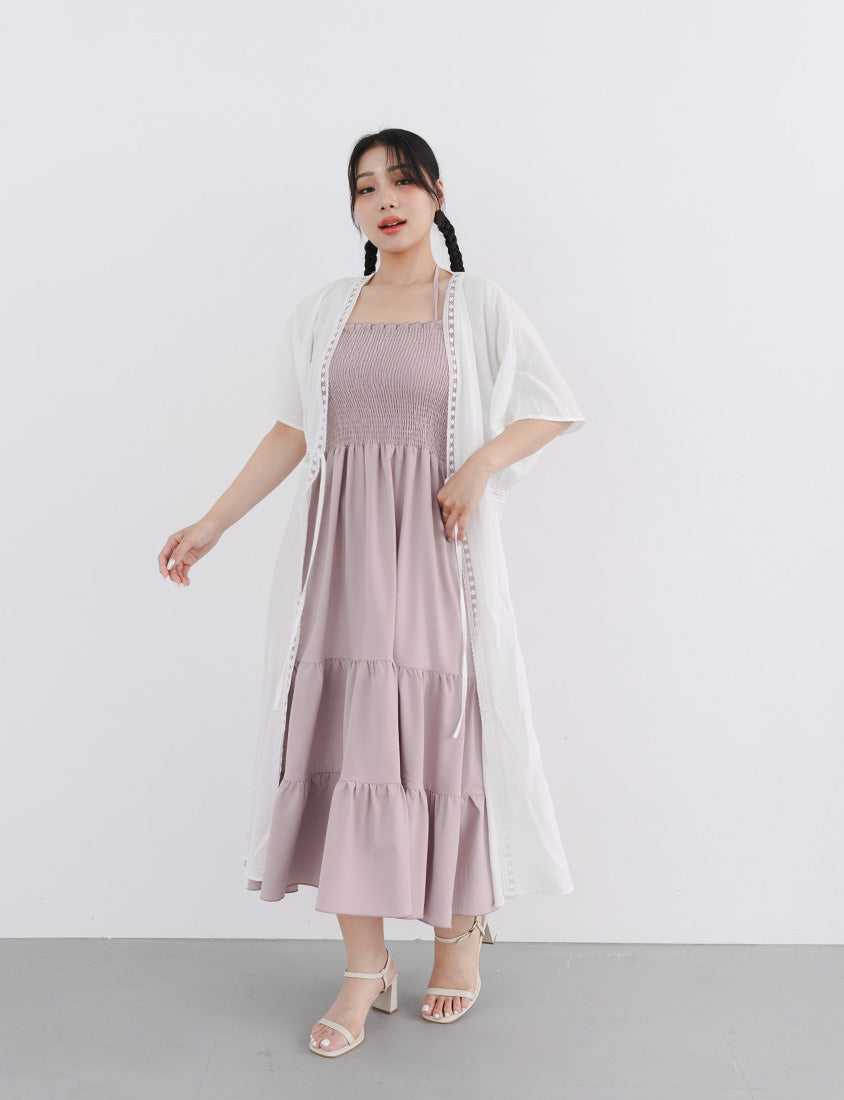 Summer Vacay Beach Lace Tie Front Plus Size Long Cover-Up