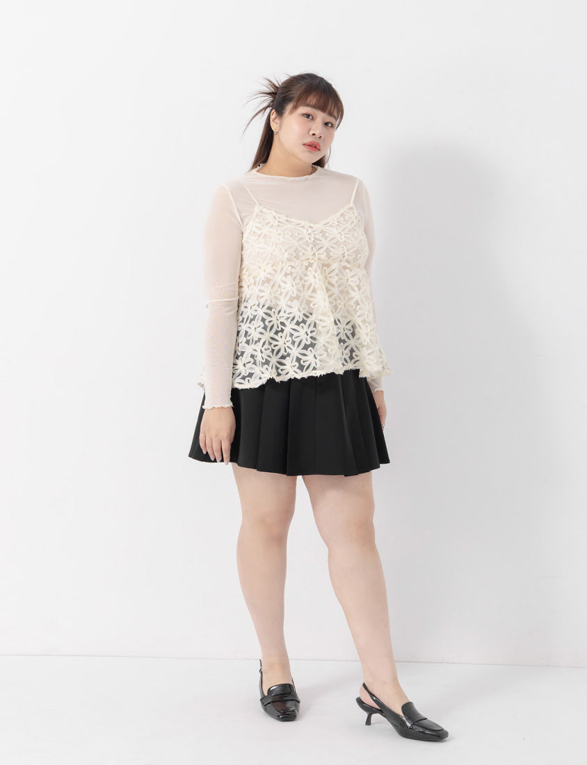 MISS. Apple-Shaped Friendly! Perfect Fit Tailored High Waist Pleated Plus Size Skirt