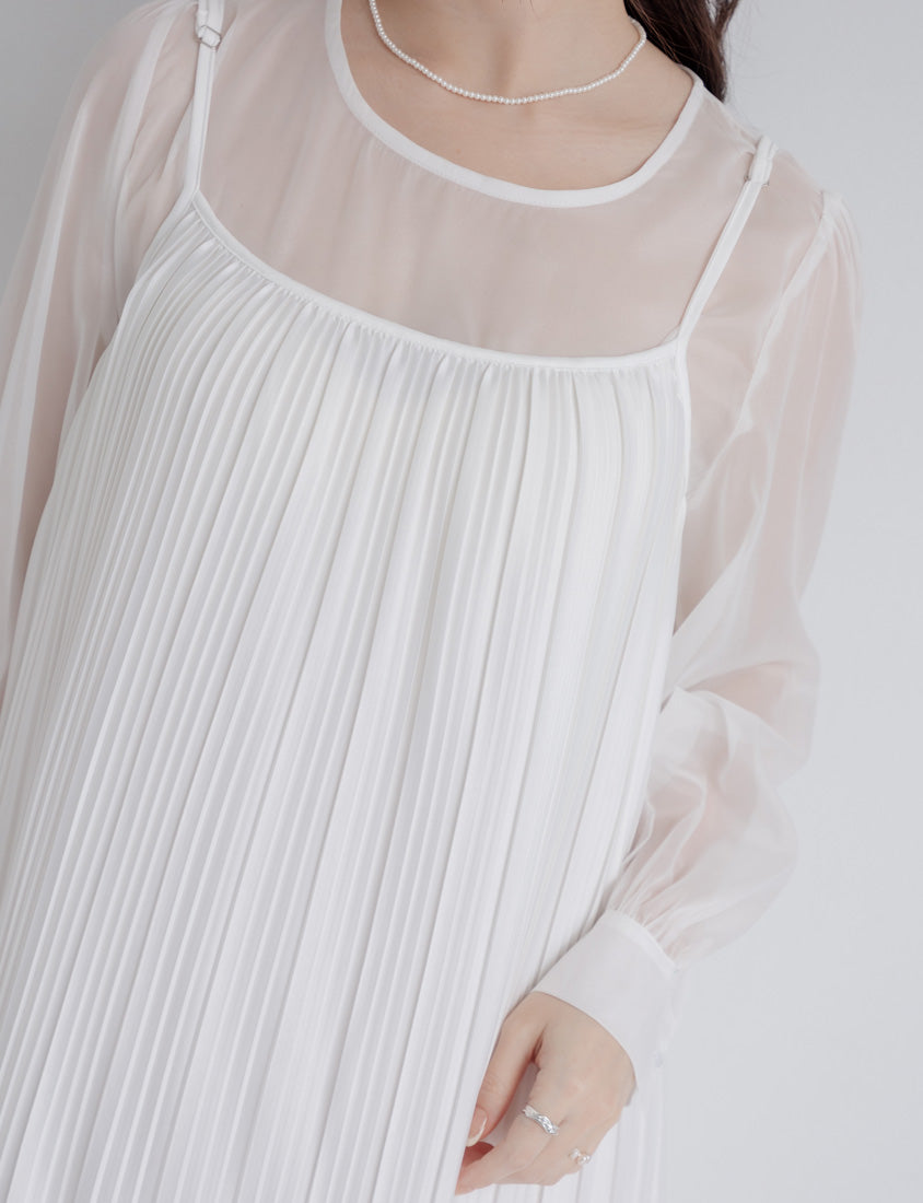 MISS. Pleated Flare Adjustable Strap Plus Size Cami Dress
