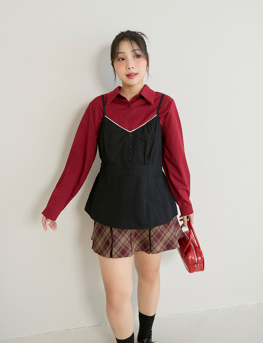 Lace V-Neck Adjustable Waist Plus Size Tank Top